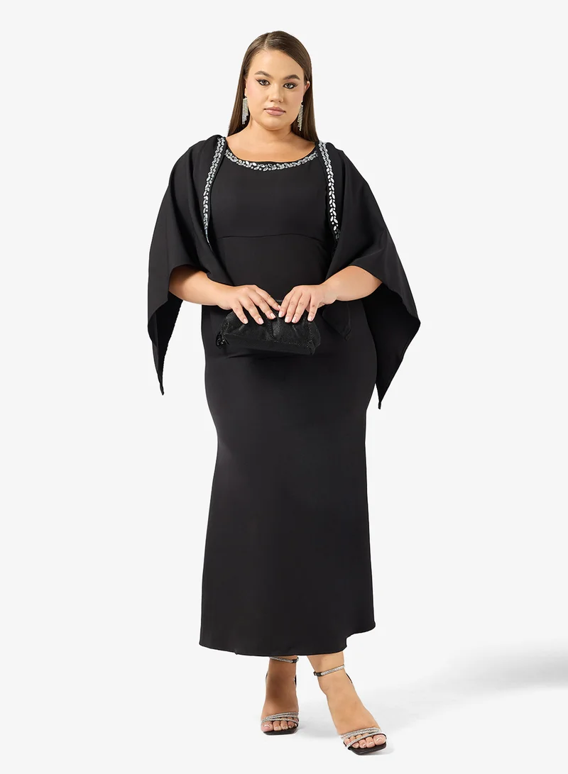 Khizana Plus Size A-line Dress With Cape Sleeves